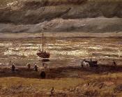 文森特 威廉 梵高 : 暴风雨天气的斯海弗宁恩海滩